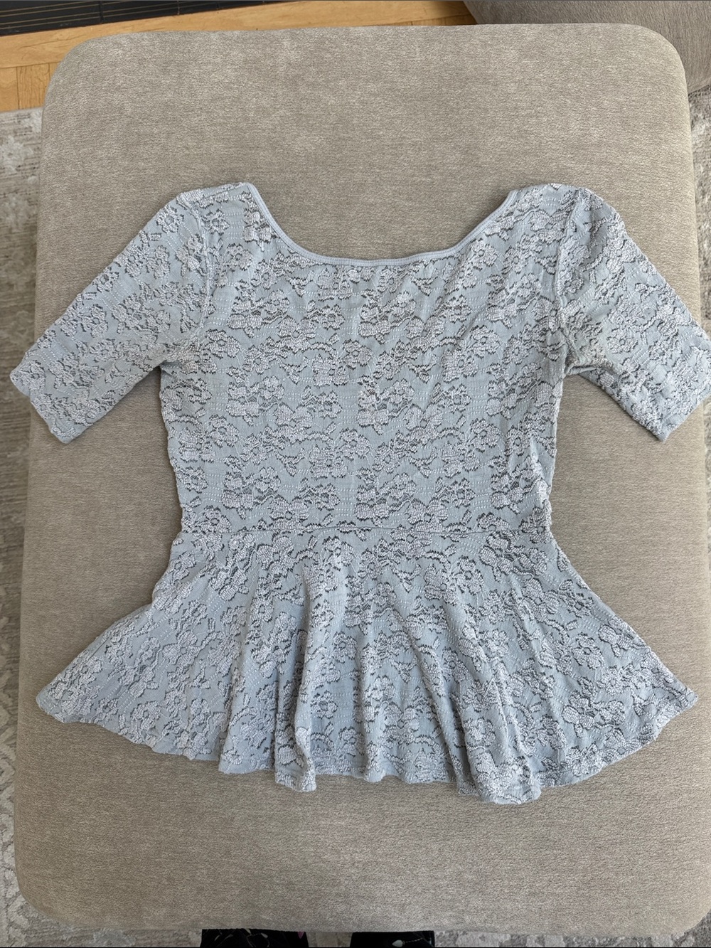 Free People Gray Lace Peplum Top